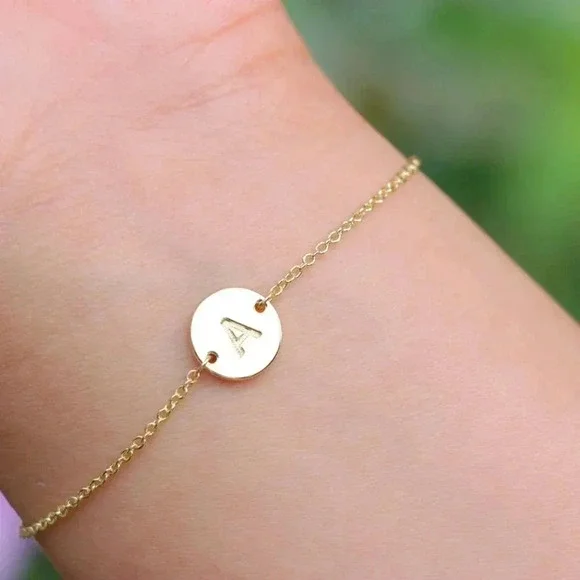 ENGRAVED PERSONALIZEDā¤ļøCHARM - A to Z GOLD INITIAL BRACELET GIRL TEEN, ELDM22240 - Picture 11 of 12